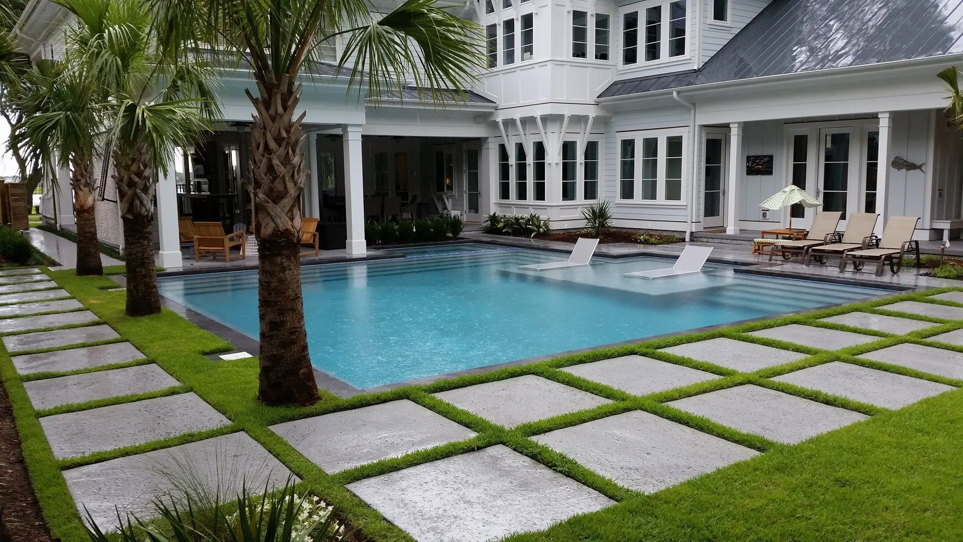 Custom Pools Custom Pool, Stepping Stones, Patios, OutdoorKitchen